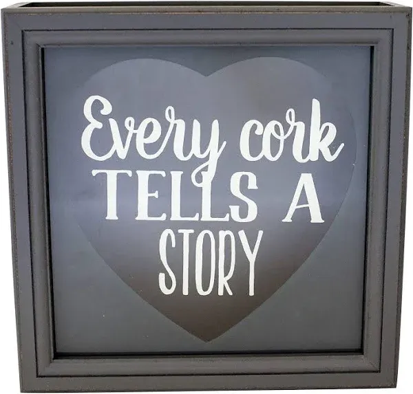 Shadowbox Wine Cork Holder Every Cork Tells A Story 10-Inch Gray