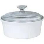 Corningware Entree Baker, Round, with Glass Cover, French White, 1.5 qt - 2 pieces