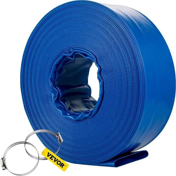 VEVOR Discharge Hose, 3&#034; x 53&#039;, PVC Lay Flat Hose, Heavy Duty Backwash Drain Hos