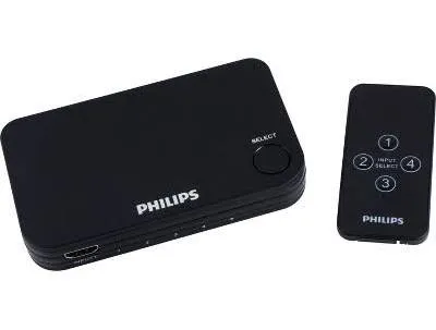 Philips - Philips 4 Port 2.2 HDMI Switch with Remote - Black Black