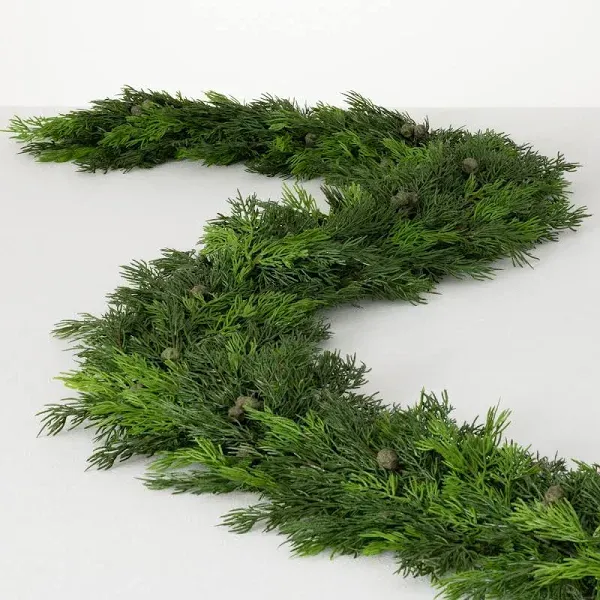 6'L Sullivans Lush Cypress & Berry Garland, Green Christmas Garland - 