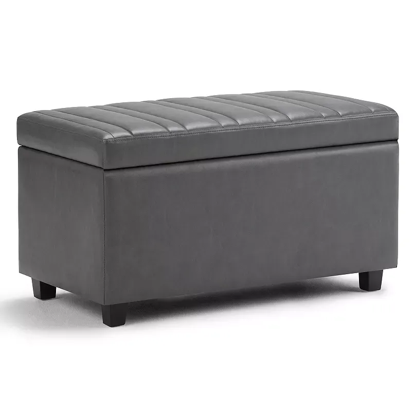 Simpli Home Darcy Storage Ottoman Bench in Stone Grey