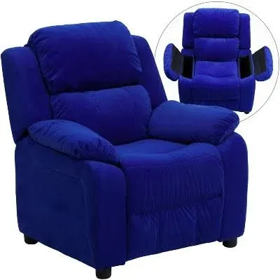 Emma and Oliver Deluxe Padded Kids Recliner with Storage Arms