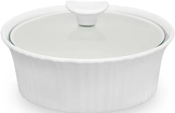 2 PAK Corningware; 1.5 QT; French White III; Round Casserole; Dish With Glass...