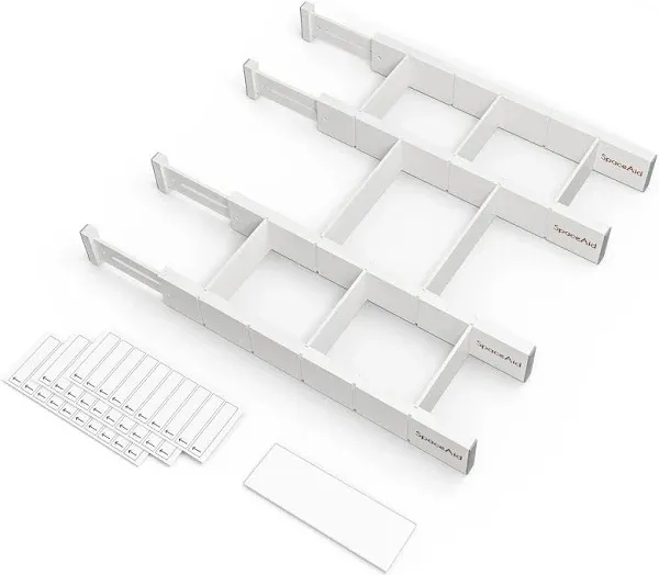 SpaceAid Bamboo Drawer Dividers with Inserts and Labels, Kitchen NATURAL 