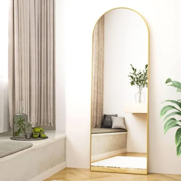 64&#034;x21&#034; Arched Full Length Mirror Free Standing Leaning Mirror Hanging Mounted