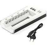 EBL AAA AA Ni-MH Rechargeable Batteries / 8-Bay Fast Charging Battery Charger