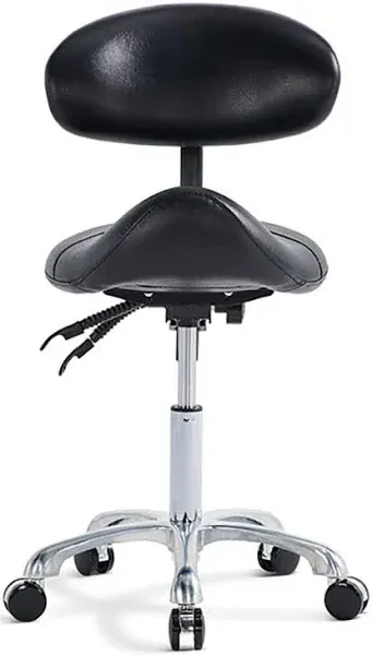 Saddle Stool Chair with Back Rolling Esthetician Seat for Salon Tattoo Shop S...