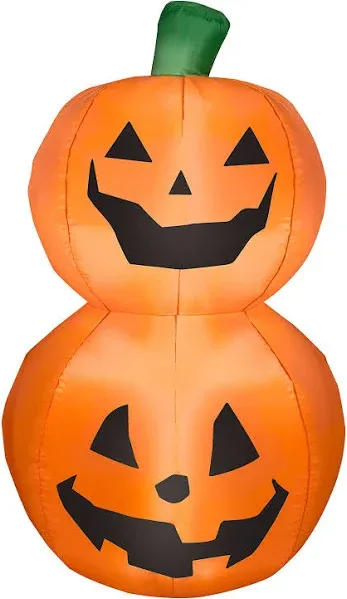 Gemmy Airblown Inflatable Pumpkin Duo Stack 3.5 Ft LED Halloween Fall Decoration