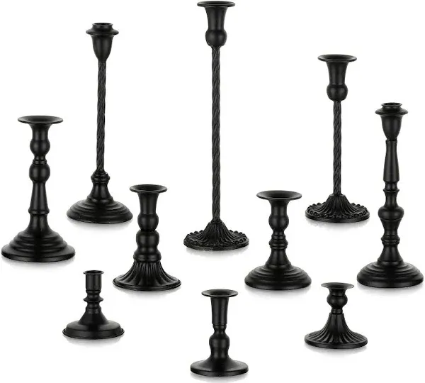 Koyal Wholesale Mixed Taper Candle Holder Set of 10