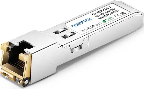 QSFPTEK 10GBASE-T Module SFP to RJ45 Copper SFP+ Transceiver