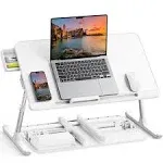 Laptop Bed Tray Table Adjustable Pvc Leather Laptop Bed Table Portable Standing 