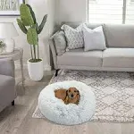 Best Friends by Sheri Luxury Shag Faux Fur Donut Pet Bed, Frost White, 23"