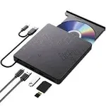 External Drive, CD Drive USB 3.0 Typle C CD/ROM +/-RW Adapter with USB Port B...