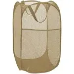 Larpur Popup Mesh Laundry Basket, Collapsible and Portable Clothes Washing Laundry Hamper with Reinforced Carry Handle (Beige)