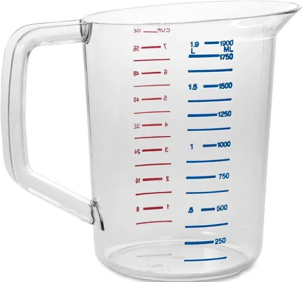 Rubbermaid Commercial Clear 2qt Bouncer Measuring Cup