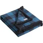 Eddie Bauer Cabin Buffalo Plaid Sherpa Reversible Throw Blanket, Blue