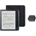 Kobo Libra Colour Black eReader with Black SleepCover & AC Bundle