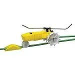 Nelson Rain Train 13,500 Sq Ft Cast Iron Lawn Traveling Sprinkler, Yellow (Used)