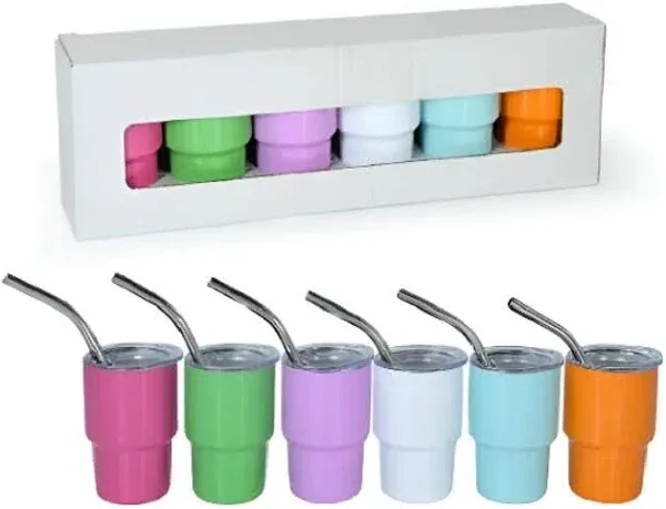 2 oz Mini Tumbler Shot Glass with Straw and Lid,Colorful Mini Tumbler Cups,St...