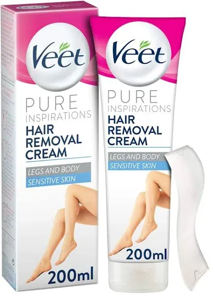 VEET 5 Min Sensitive Skin Hair Removal Cream For Women, Painless Bikini Hair Removal Gel Kit, Dermatologically Tested For Body & Intimate Areas, 27.04 Fl Oz Total, Pack of 2