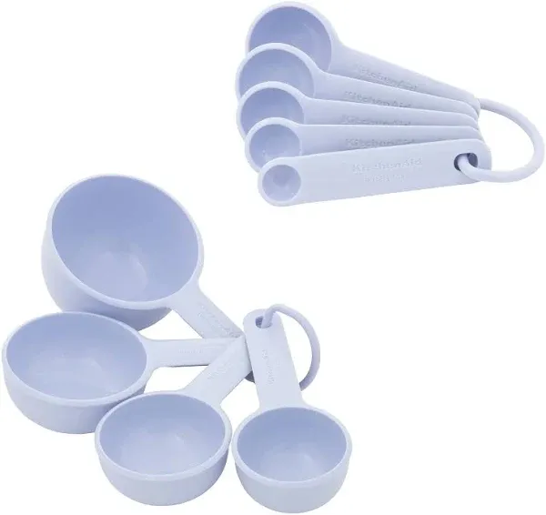 KitchenAid Blue Velvet Measuring 4 Cup Set &amp; 5 Spoon Set-Soft Handles-New