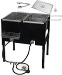 Free Standing Triple Deep Fryer 3 Basket Stainless Steel Propane Cooker Fry Fish