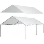 10 x 20 Ft Carport Replacement Canopy Cover Garage Top Tent Shelter Tarp with Free 44 Ball Bungee Cords,Grey(Only Cover, Frame Not Include)