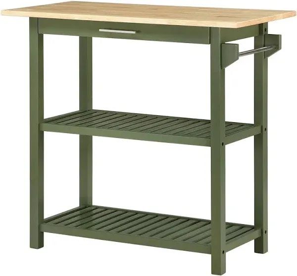 Convenience Concepts Designs2Go 3 Tier Butcher Block Kitchen Prep Island with Drawer