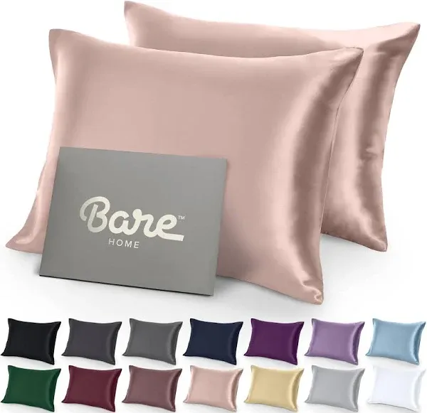 Bare Home Poly Satin Pillowcase Set for Hair and Skin (Set of 2)