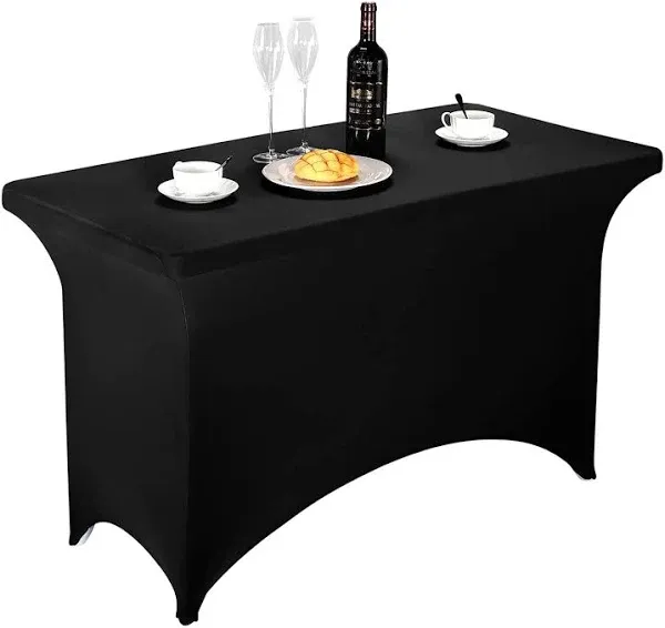 LZY Spandex Fitted Stretch Table Cover for 6 ft or 4ft or 8ft Folding Table, Rectangular Cocktail Tablecloth, Perfect for Party or Banquet