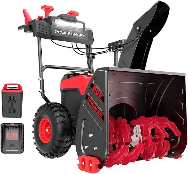 Powersmart 24 in. Cordless 80 V Cordless Two Stage Snow Blower with 6.0 Ah Battery and Charger Included Db2805rb