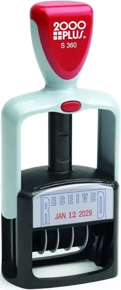 Cosco 2000 Plus S-360 Red / Blue Two-Color Received Self-Inking Dater