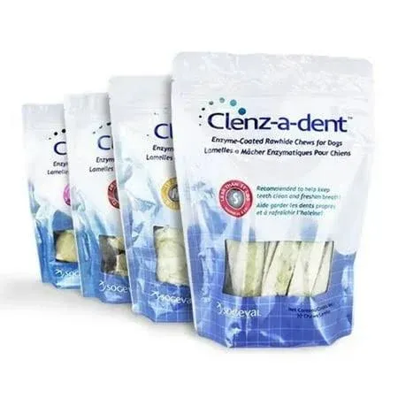 Clenz-a-dent Rawhide Ezymed-Coated Chews for Dogs Pet Dental Health