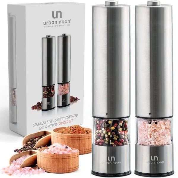 Electric Salt and Pepper Grinder Set - Stainless Steel Battery Operated Salt &amp; P