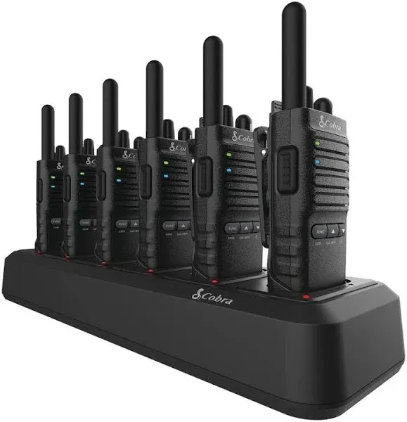 Cobra PX655 Pro Business 2W FRS Radios - 6-Pack with 6 Port Charging Dock