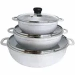 Imusa 3 Piece Basic Cast Aluminum Caldero with Glass Lid (1.5qt, 2.5qt, 5.2Qt)