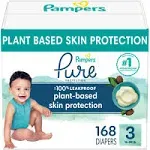 Pampers Pure Protection Diapers - Size 3, One Month Supply (168 Count), Hypoallergenic Premium Disposable Baby Diapers