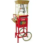 Nostalgia 53-Inch Popcorn Cart with Candy Dispenser - Red