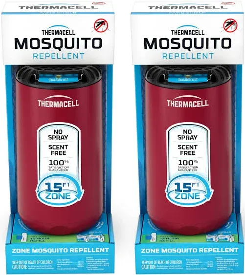 Thermacell Patio Shield Mosquito Repeller (2-Pack Bundle); Includes 24-Hour Refill & 6 Repellent Mats; Highly Effective Mosquito Repellent for Patio; Bug Spray Alternative