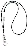 Crystal Black Fashion Women's Beaded Lanyard 34", Key and Badge Holder (Non Breakaway - Stronger)