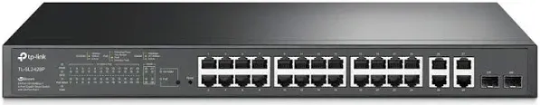 TP-Link TL-SL2428P - 24 Port Fast Ethernet Smart Managed PoE Switch - Limited