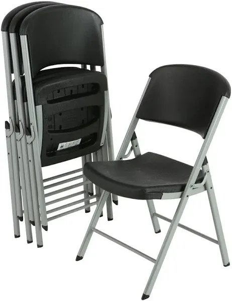 4 Pack Lifetime Commercial Contoured Folding Chairs Set Steel Frame Plastic Seat