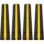 VEVOR 3.28 ft Cable Protector Ramp, 4 Pack of 1 Channel, 18000 lbs/axle Capacity Heavy Duty Rubber Speed Bumps, Floor Cord Cable Protector Wire Cover, for Residential Areas, Private Garages, Gardens