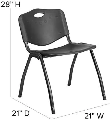 Flash Furniture Hercules Series 880 lb. Capacity Black Plastic Stack Chair