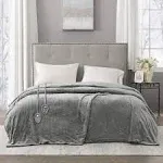 Beautyrest - Heated Plush Blanket - Grey - King