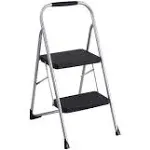 Cosco Big Step Folding Stool, 2-Step, 200 lb Capacity, 22" Spread, Black/Gray