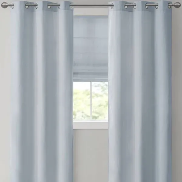 Madison Park Galen Cordless Roman Shades - Fabric Privacy Single Panel Darkening, Energy Efficient, Thermal Insulated Window Blind Treatment, for Bedroom, Living Room Decor, 23" x 64", Blue