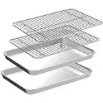 Quarter Sheet Pan with Cooling Rack Set [2 Baking Sheets + 2  Assorted Sizes 