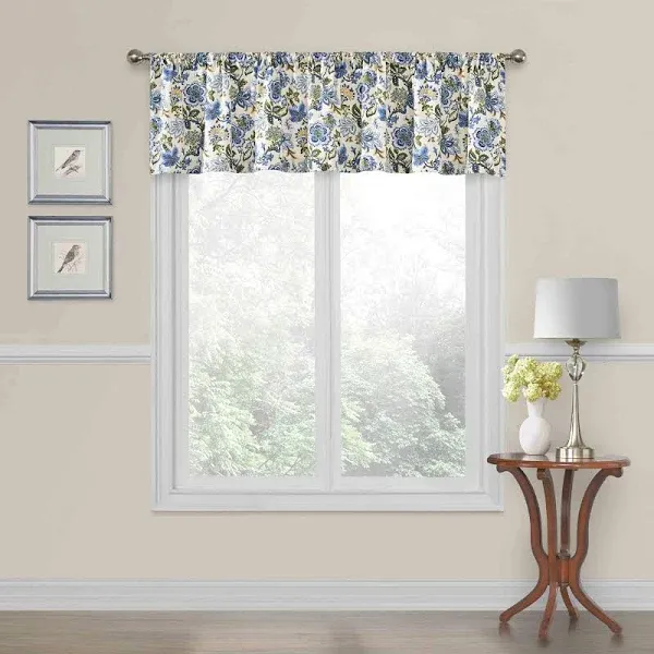 Traditions by Waverly Navarra Floral Window Valance Porcelain